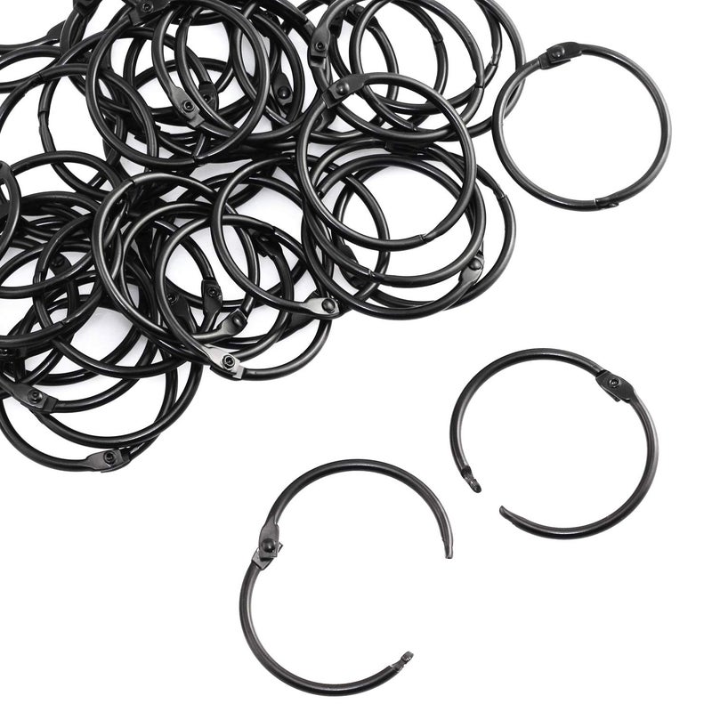 Lind Kitchen 50PCS 1.5" Book Ring Metal Loose Leaf Binder Hinged Buckle Binding Rings Scrapbook Sketchbook Craft Photo Album DIY Black 38mm - Image 1